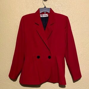 ilie wacs Blazer Jacket 4 Red Double Breasted Long Sleeve Lined Gump's